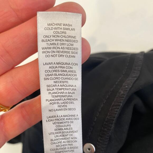 Chico’s Black Sueded Straight Leg Pants Pull On w/ Button EUC Sz 16 Polyester - Picture 8 of 14